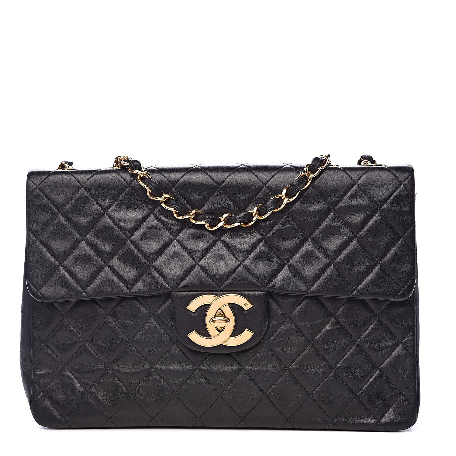 Chanel Lambskin Quilted XL Jumbo Single Flap Black 1 of 16