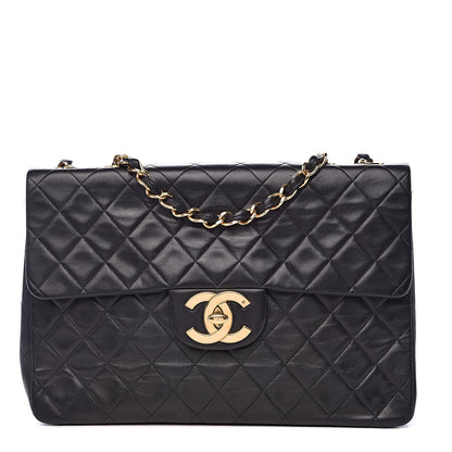 Chanel Lambskin Quilted XL Jumbo Single Flap Black 1 of 16