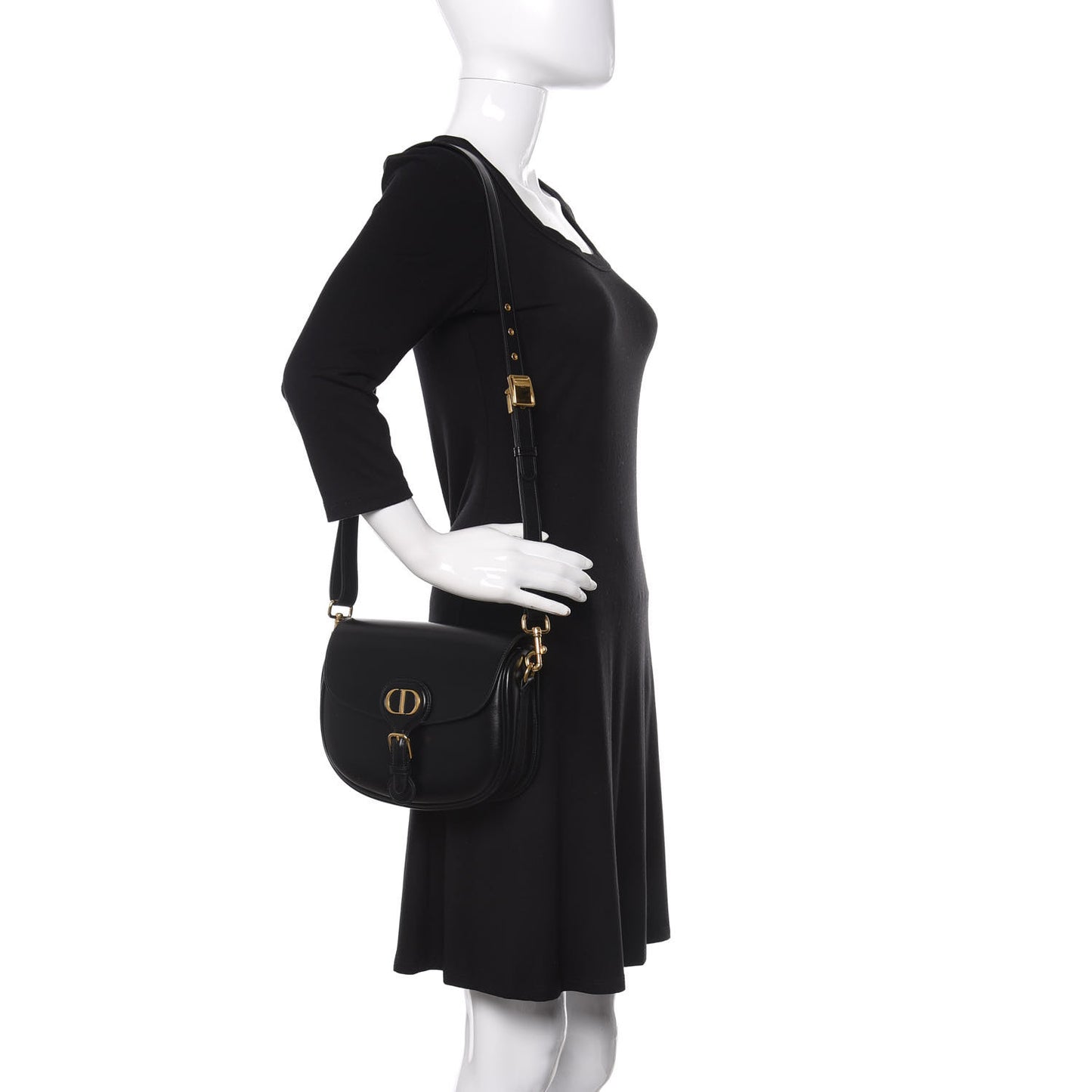 Box Calfskin Medium Bobby Flap Black