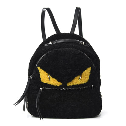 Fendi Shearling Monster Mini Bag Bug Backpack Black 2 of 11