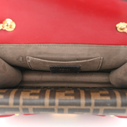 Fendi Vitello Vienna Glazed Fabric FF 1974 Monster Eyes Small Bag Bug Chain Bag Fragola Tobacco Moro 5 of 13