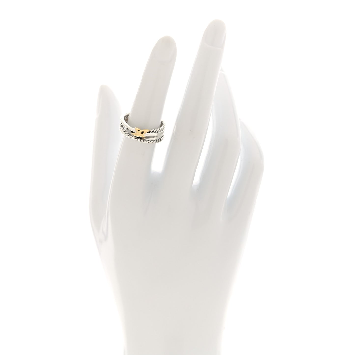 Sterling Silver 18K Yellow Gold 6mm X Crossover Ring 51 5.75