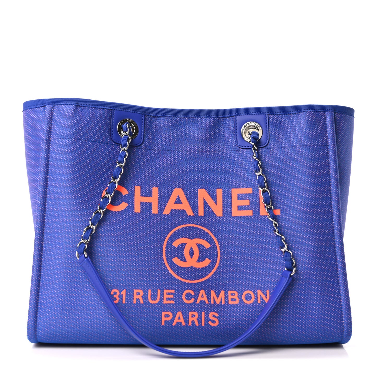 Mixed Fibers Small Deauville Tote Blue Orange