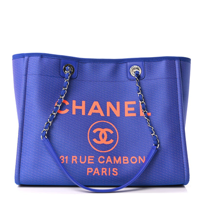 Chanel Mixed Fibers Small Deauville Tote Blue Orange 1 of 11