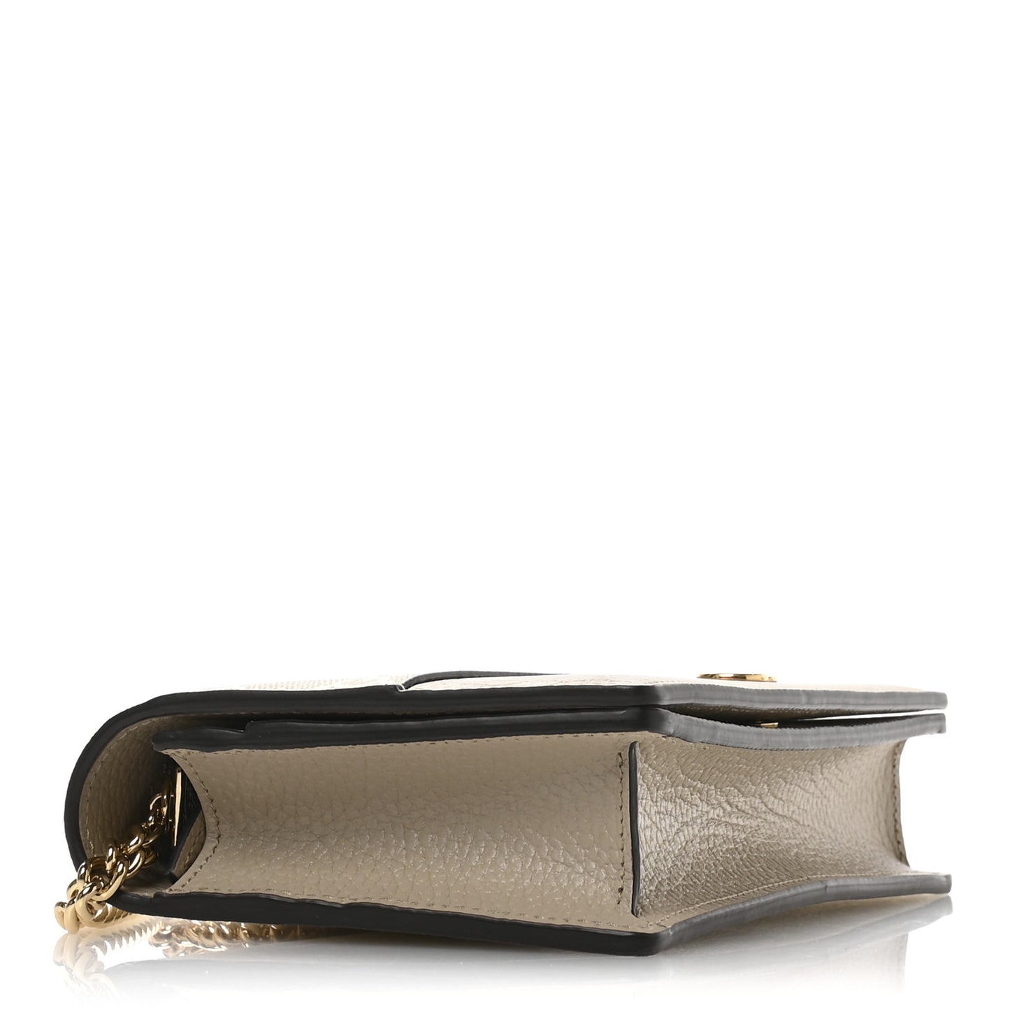 Dollar Calfskin GG Supreme Monogram Mini GG Marmont Chain Wallet Beige White