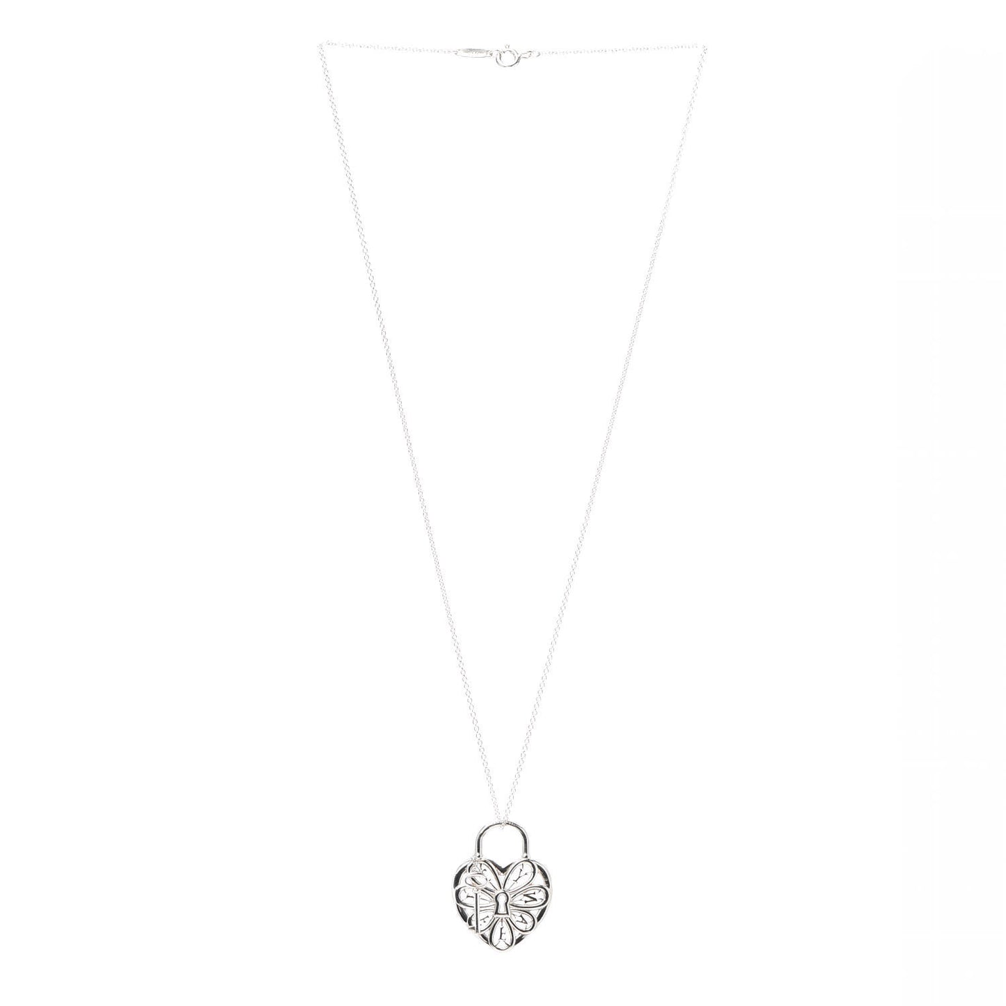 Sterling Silver Filigree Heart Key Pendant Necklace