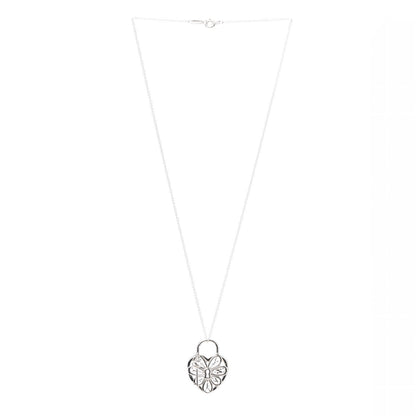 Tiffany Sterling Silver Filigree Heart Key Pendant Necklace 3 of 6