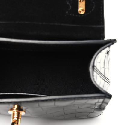 Mulberry Shiny Croc Calfskin Embossed Micro Seaton Black 7 of 9