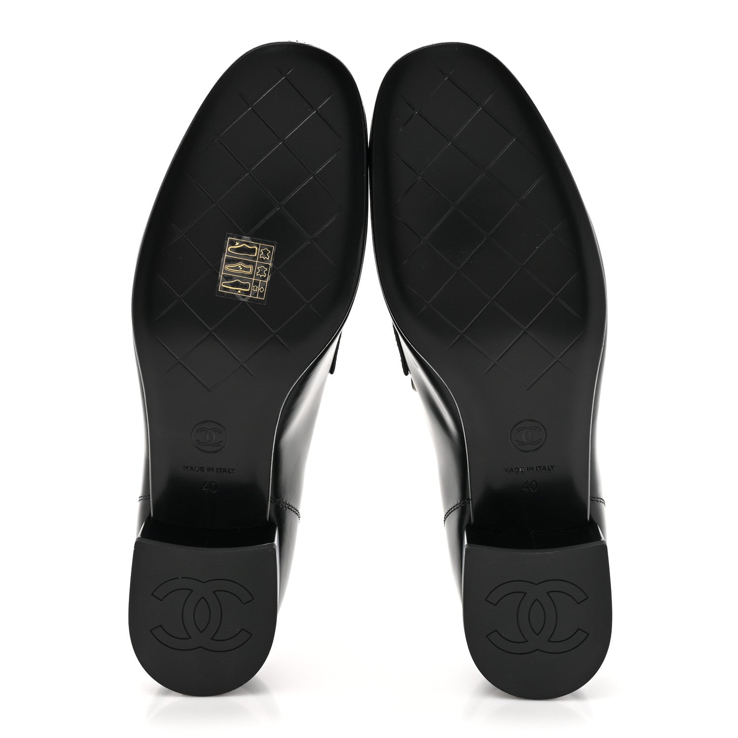 Chanel Shiny Calfskin Logo Loafers 40 Black 5 of 9