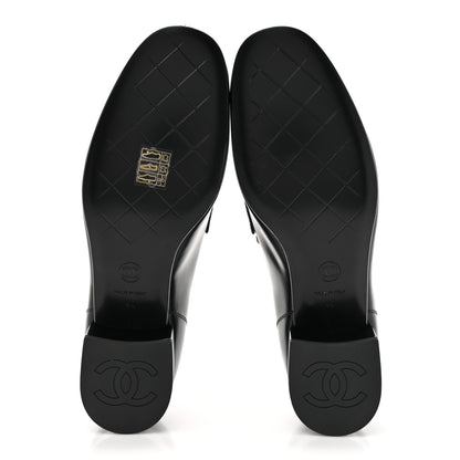 Chanel Shiny Calfskin Logo Loafers 40 Black 5 of 9