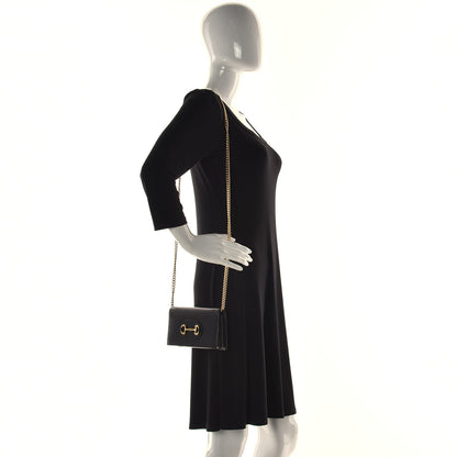 Gucci Boarded Plutone Calfskin Horsebit 1955 Wallet On Chain Black 2 of 9