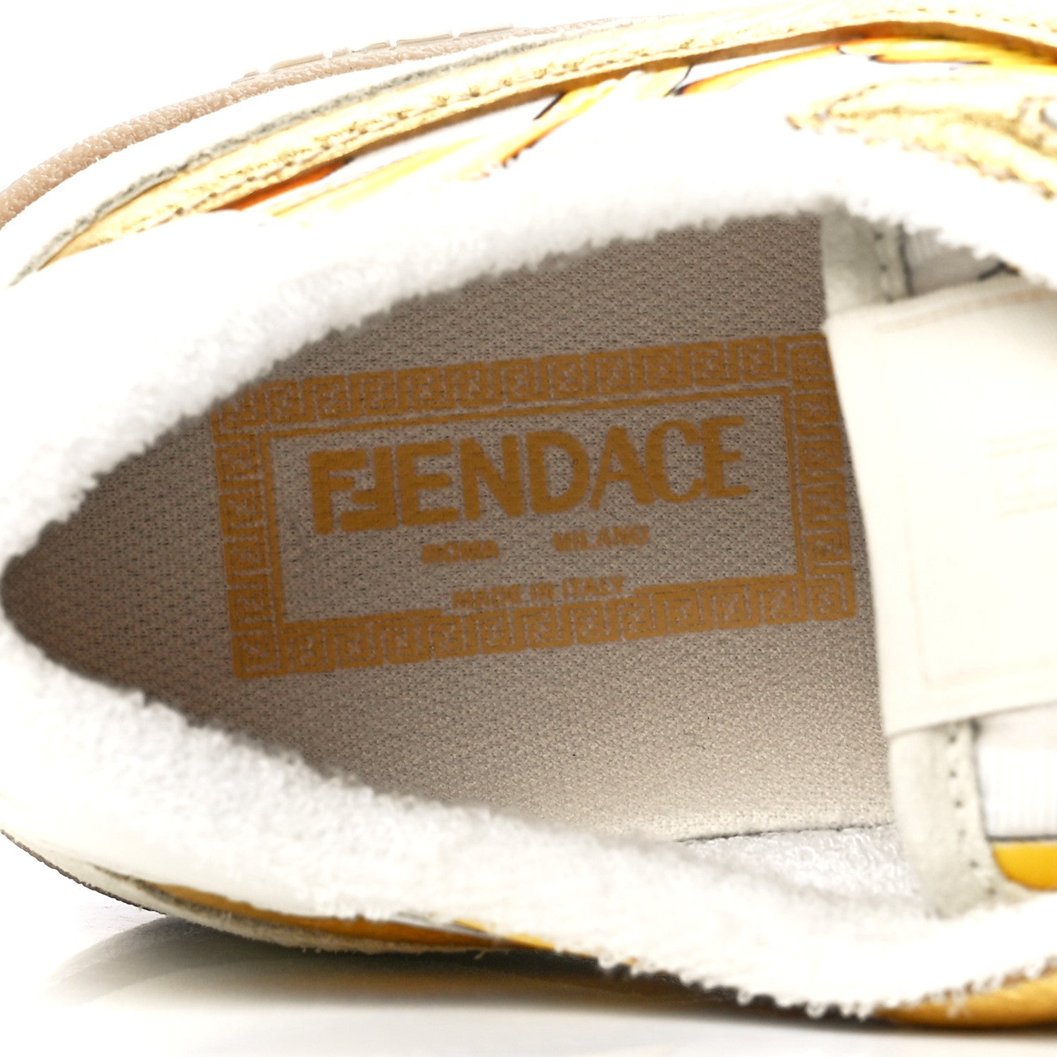 Versace X FENDI Suede Fabric FF Baroque Womens Fendace Match Sneakers 37 Gold Multicolor 7 of 8