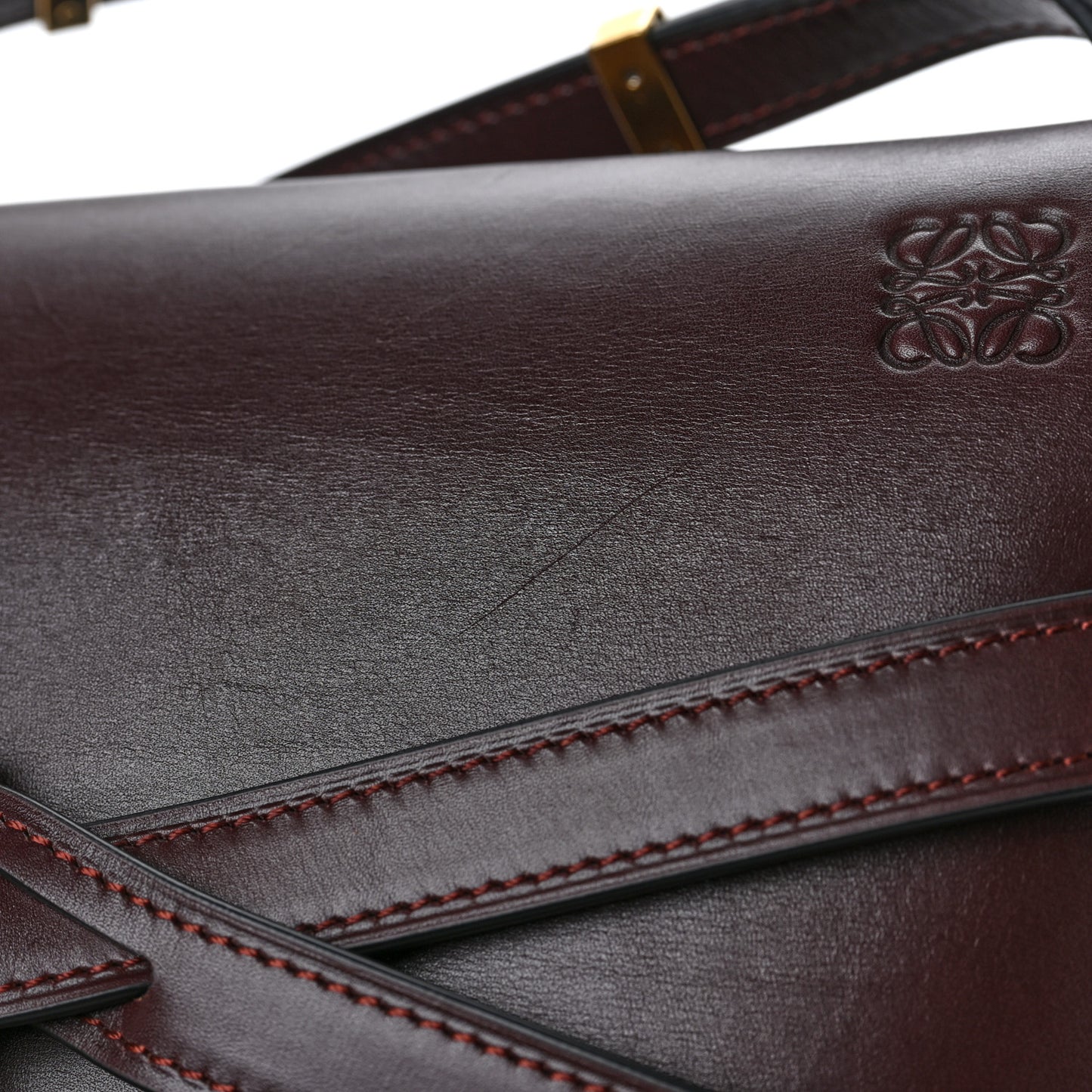 Calfskin Small Metal Gate Crossbody Bag Oxblood