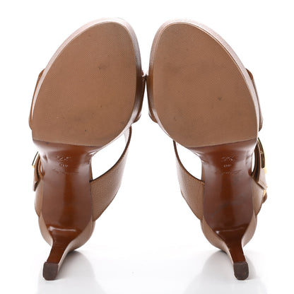 Louis Vuitton Grained Calfskin Horizon Platform Sandals 40 Cognac 5 of 12