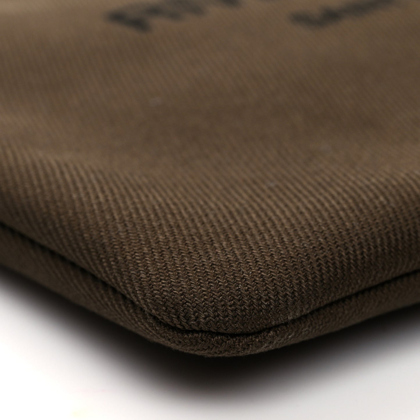 Linen Canvas Rive Gauche Zipped Pouch Khaki Black