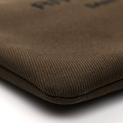 Saint Laurent Linen Canvas Rive Gauche Zipped Pouch Khaki Black 9 of 10