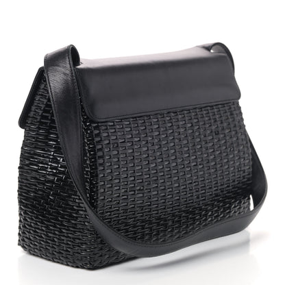 Chanel Calfskin Rattan Basket Flap Shoulder Bag Black 2 of 11