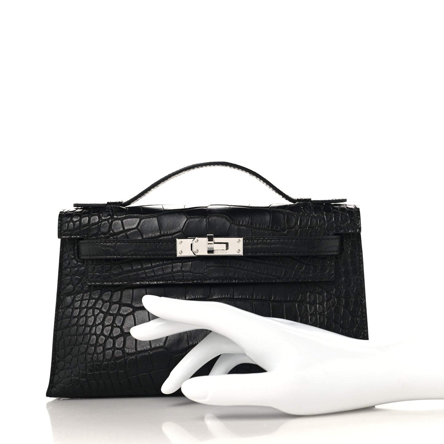 Matte Alligator Kelly Pochette Black