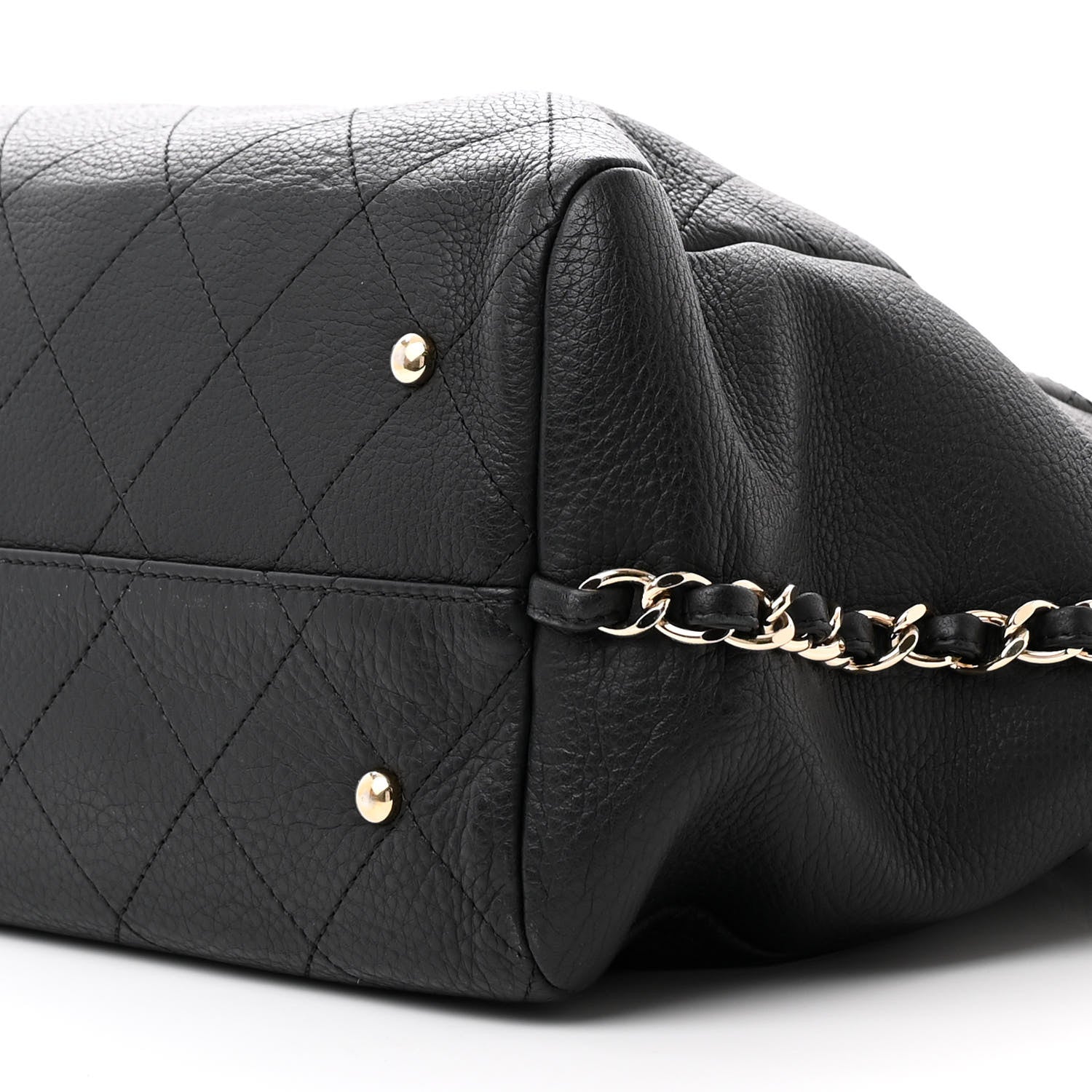 Chanel Bullskin Stitched Large Shopping Bag Black 10 of 17