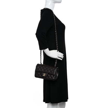 Chanel Lambskin Quilted Mini Rectangular Flap Dark Brown 2 of 11