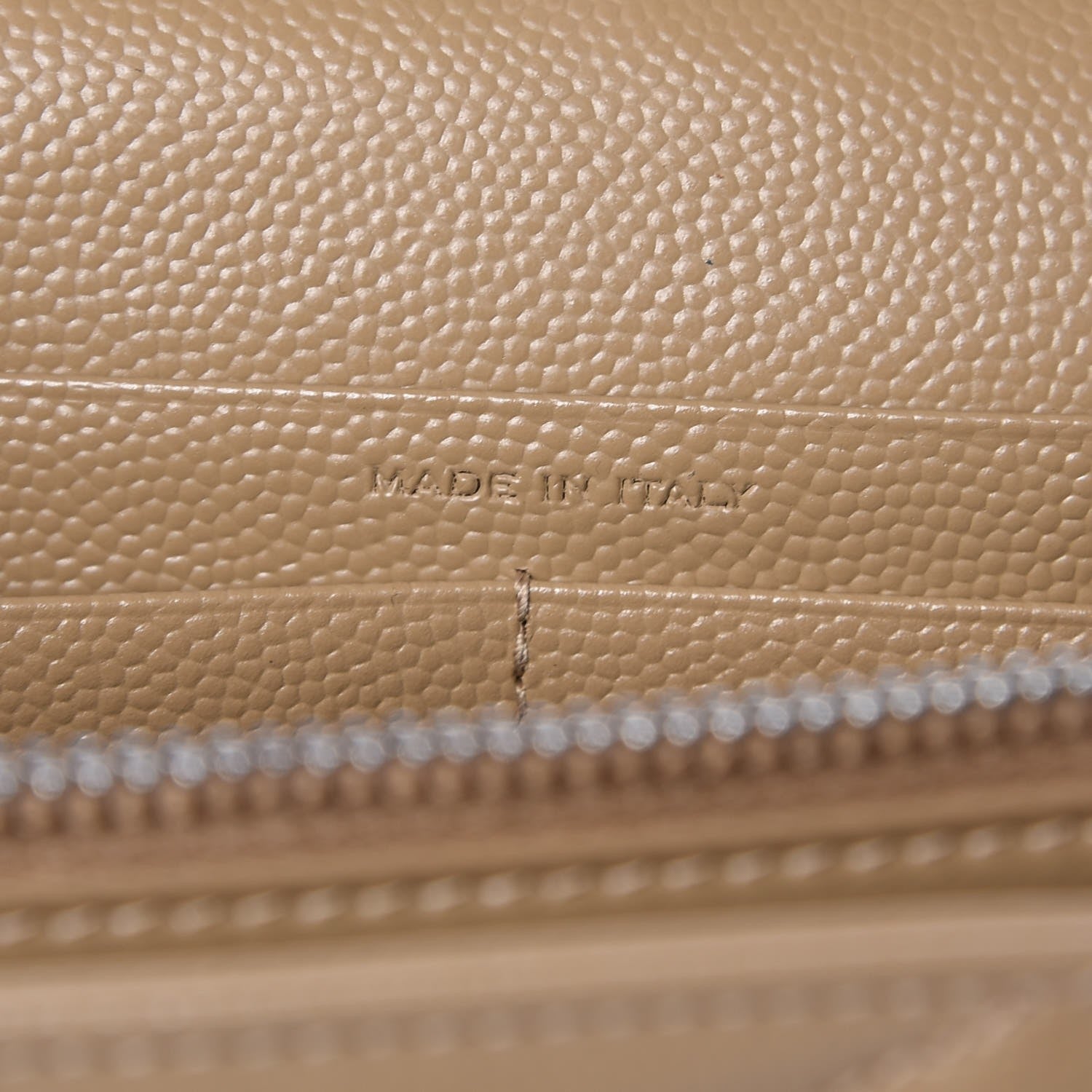 Saint Laurent Grain De Poudre Matelasse Chevron Monogram Chain Wallet Deep Beige 7 of 7