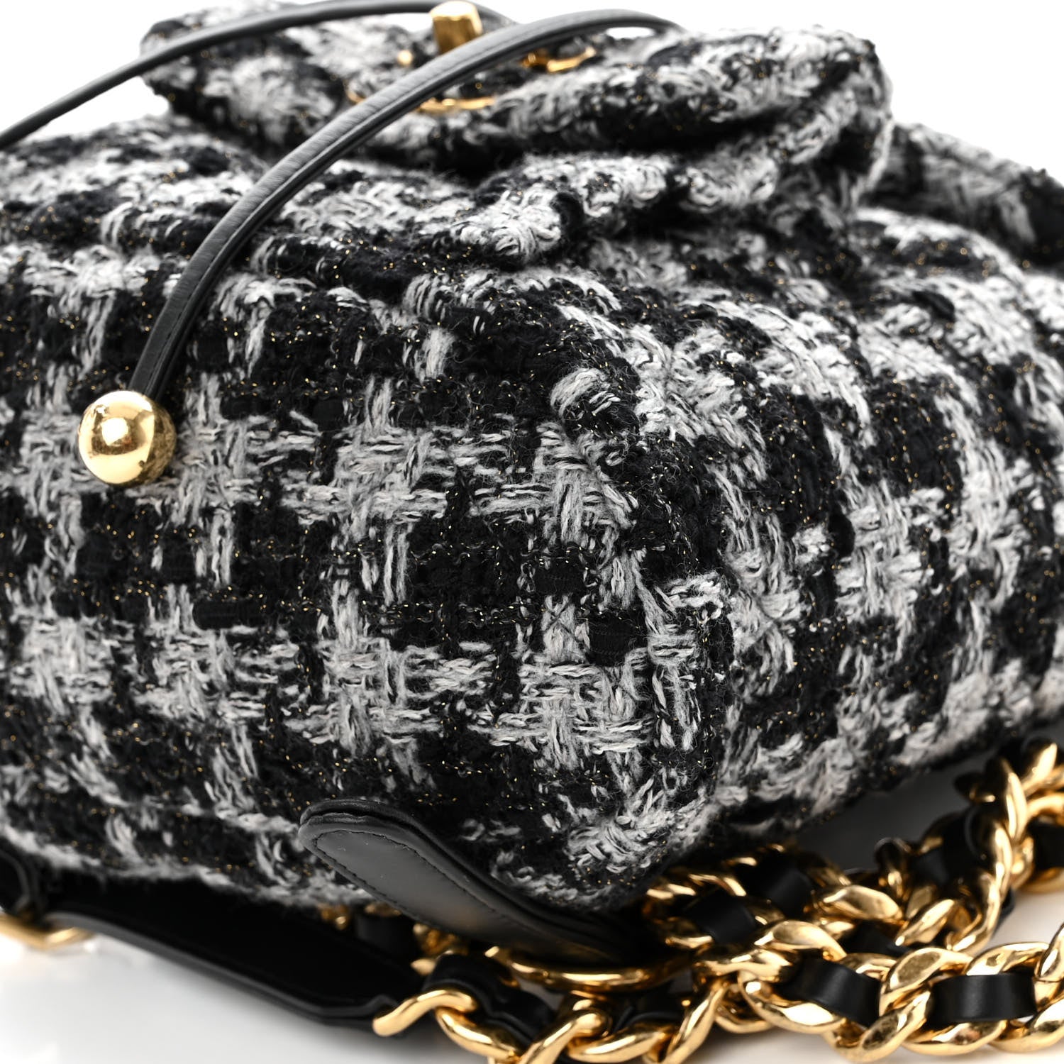Chanel Wool Tweed Elegant Backpack Black Grey 9 of 9