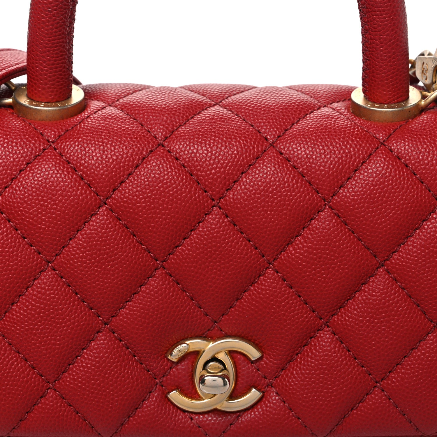 Chanel Caviar Quilted Mini Coco Handle Flap Red 8 of 10
