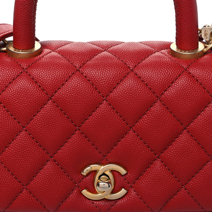 Chanel Caviar Quilted Mini Coco Handle Flap Red 8 of 10