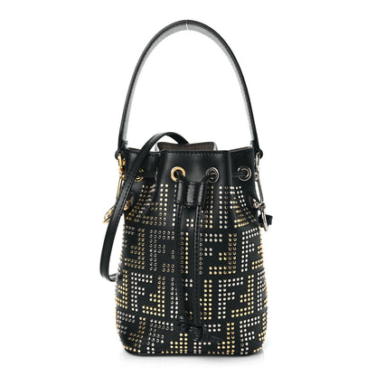 Fendi Vitello Liberty F is Fendi FF Studded Mini Mon Tresor Bucket Bag Black 1 of 9