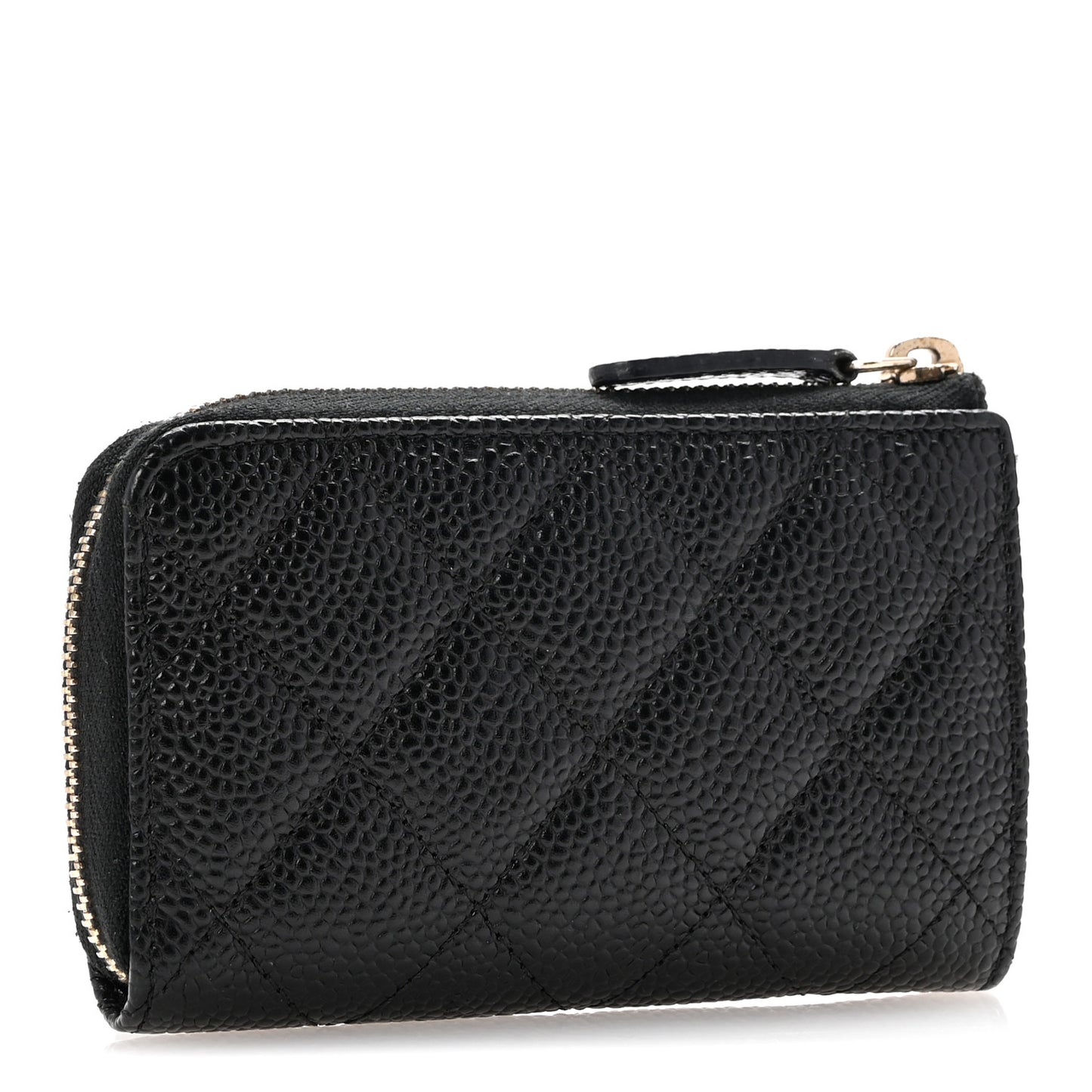 Caviar Quilted Zipped Key Holder Case Black