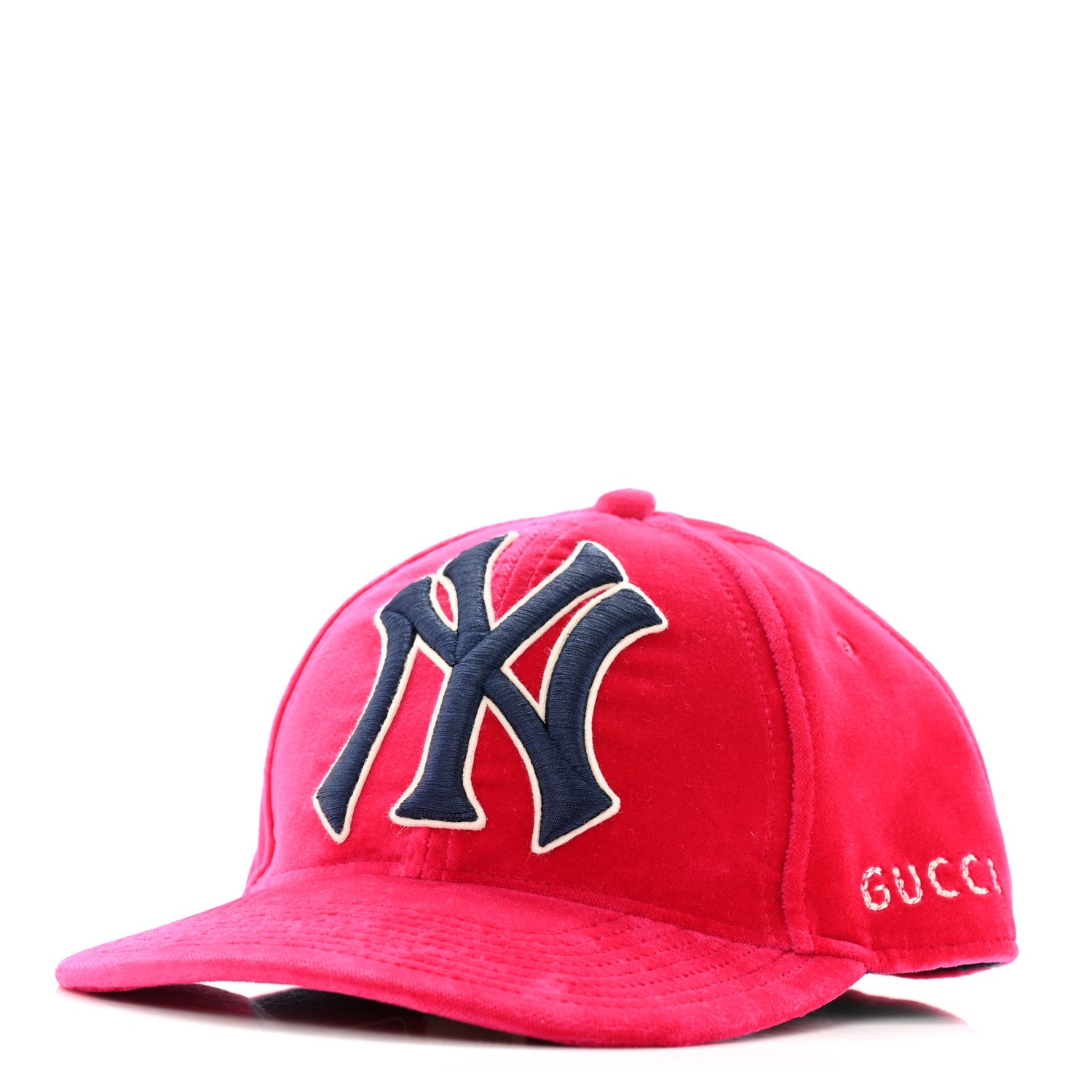 Gucci X MLB Velvet NY Yankees Baseball Hat 57-61 Pink 1 of 11