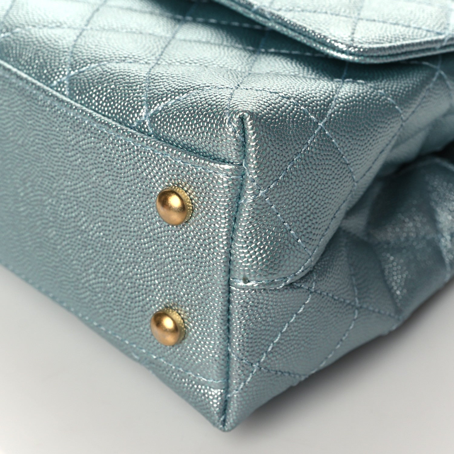 Chanel Metallic Caviar Quilted Mini Coco Handle Flap Light Blue 10 of 11