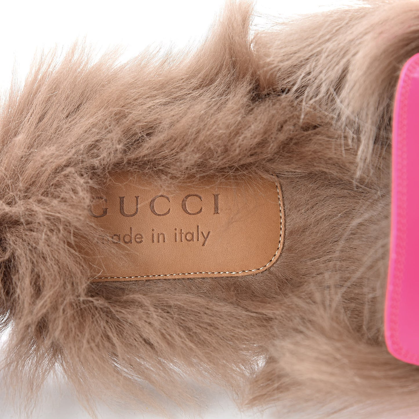 Calfskin Fur Mens Princetown Slippers 12 Fuxia Fluo Natural