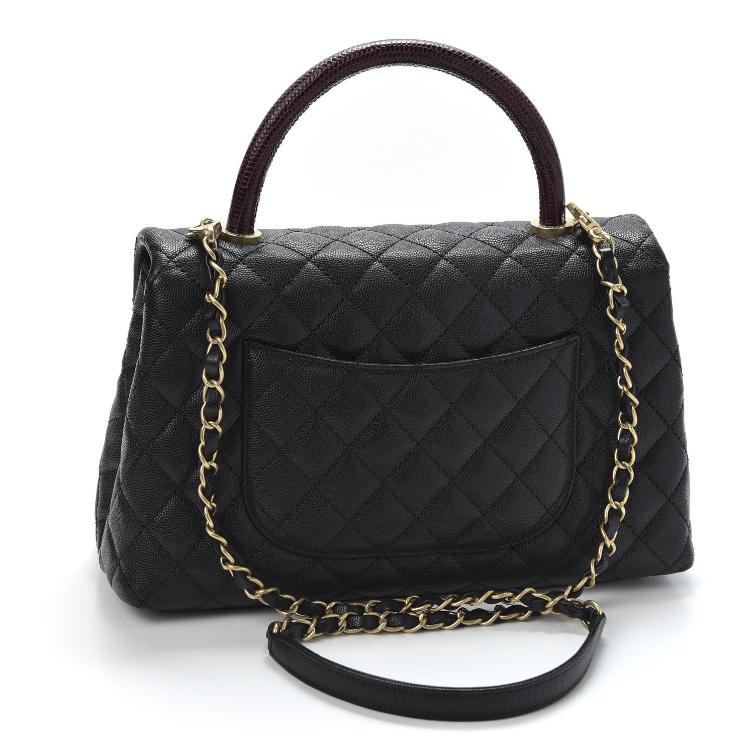 Chanel Caviar Lizard Quilted Small Coco Handle Flap Black 2 of 10