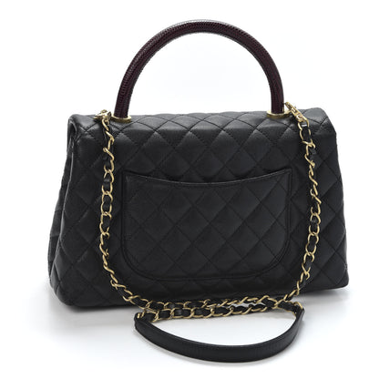 Chanel Caviar Lizard Quilted Small Coco Handle Flap Black 2 of 10