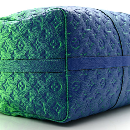 Louis Vuitton Taurillon Illusion Keepall Bandouliere 50 Bleu Vert 7 of 8