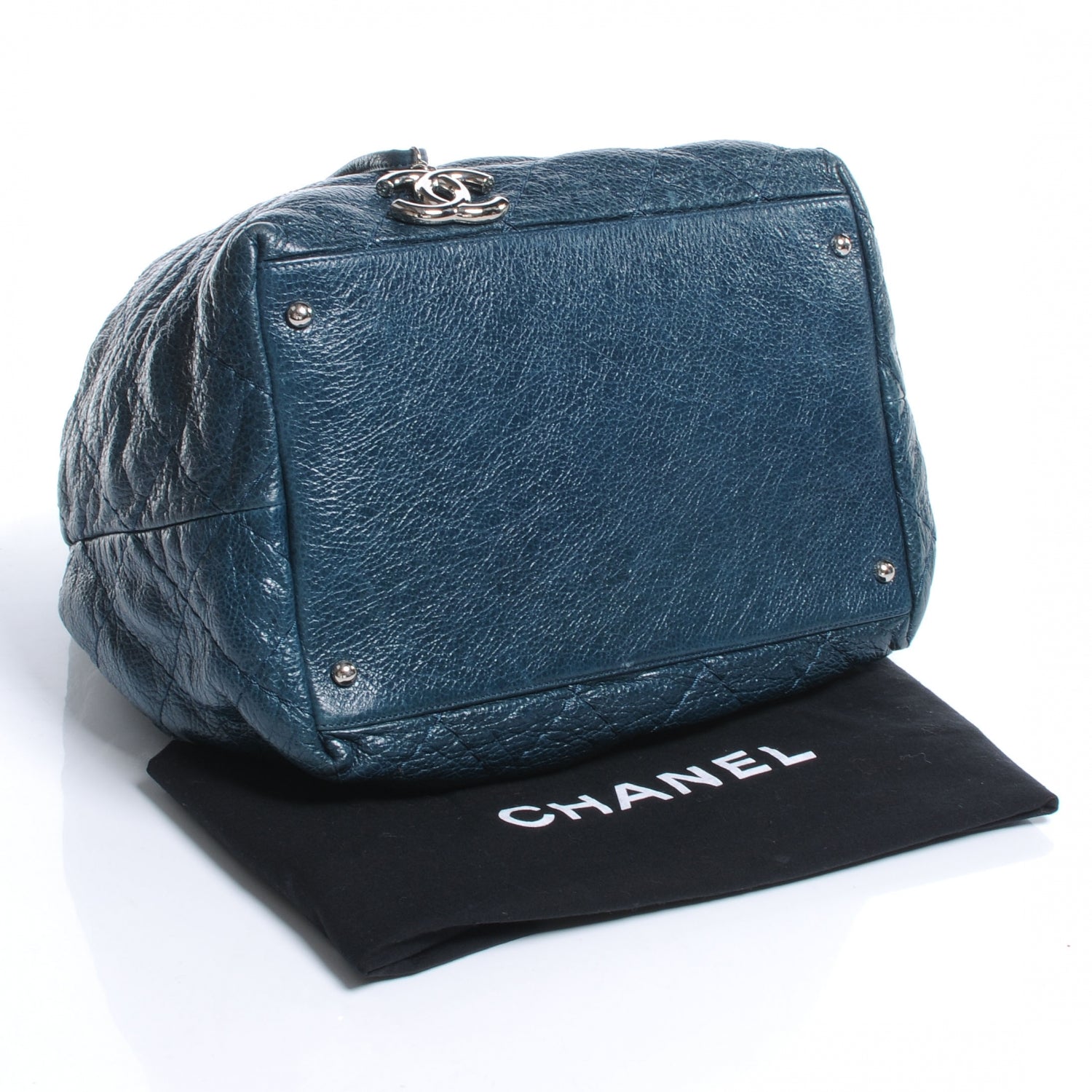 Chanel Glazed Calfskin On The Road Drawstring Tote Teal 4 of 7
