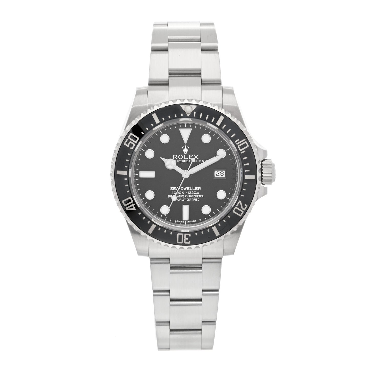 Stainless Steel 40mm Oyster Perpetual Date Sea-Dweller Watch Black 116600