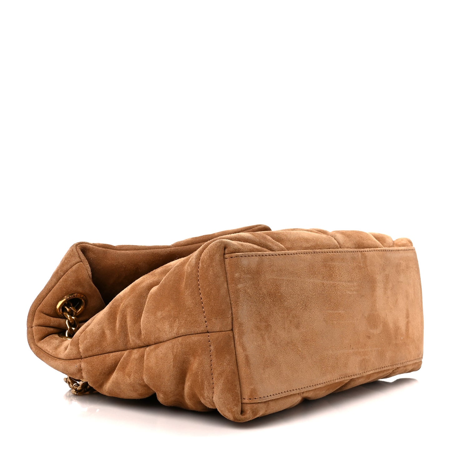 Suede Calfskin Quilted Small Loulou Puffer Monogram Chain Satchel Cinnamon