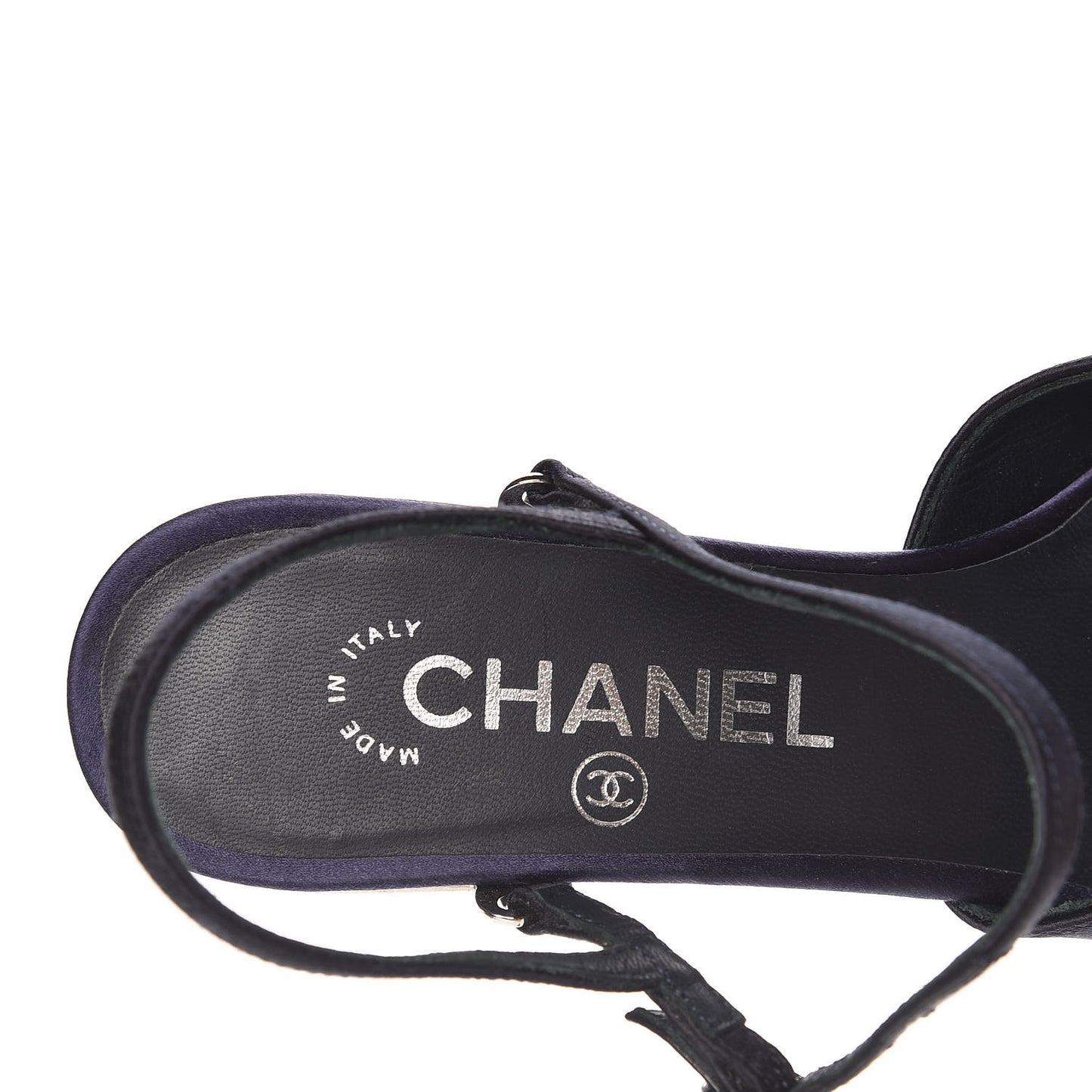 Satin Cap Toe CC Slingback Pumps 36.5 Navy Black