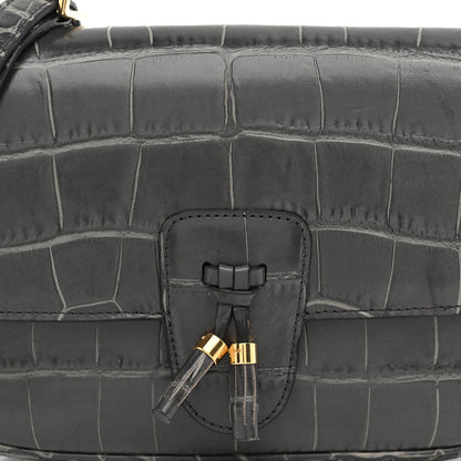 Celine Calfskin Crocodile Embossed Medium Tassel Bag Anthracite 8 of 10