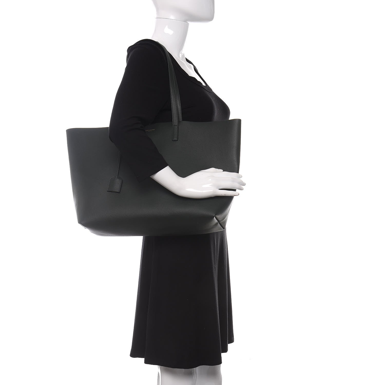 Saint Laurent Calfskin Large Shopping Tote Dark Green 2 of 12