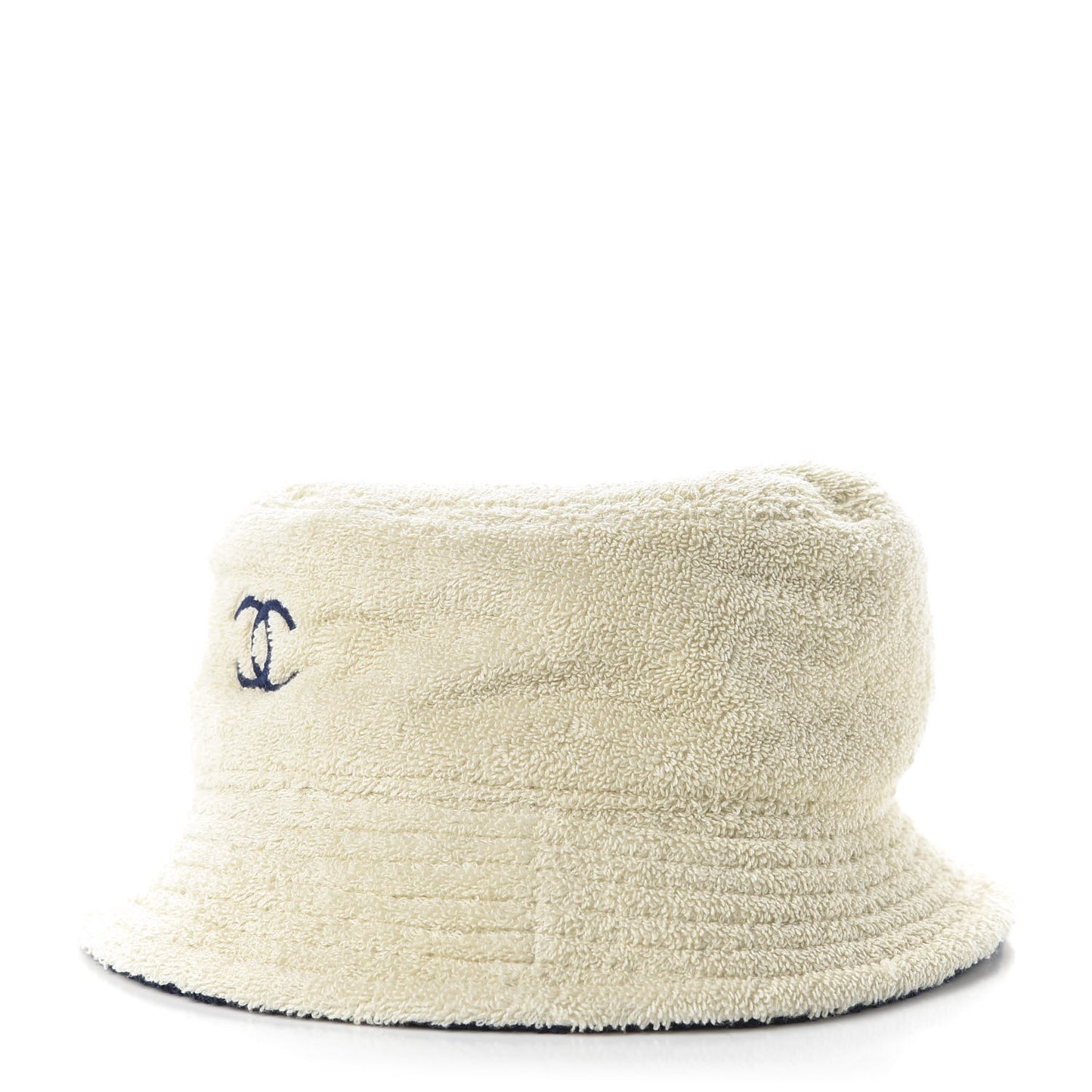 Cotton Terrycloth CC Cloche Bucket Hat L Beige Navy Blue