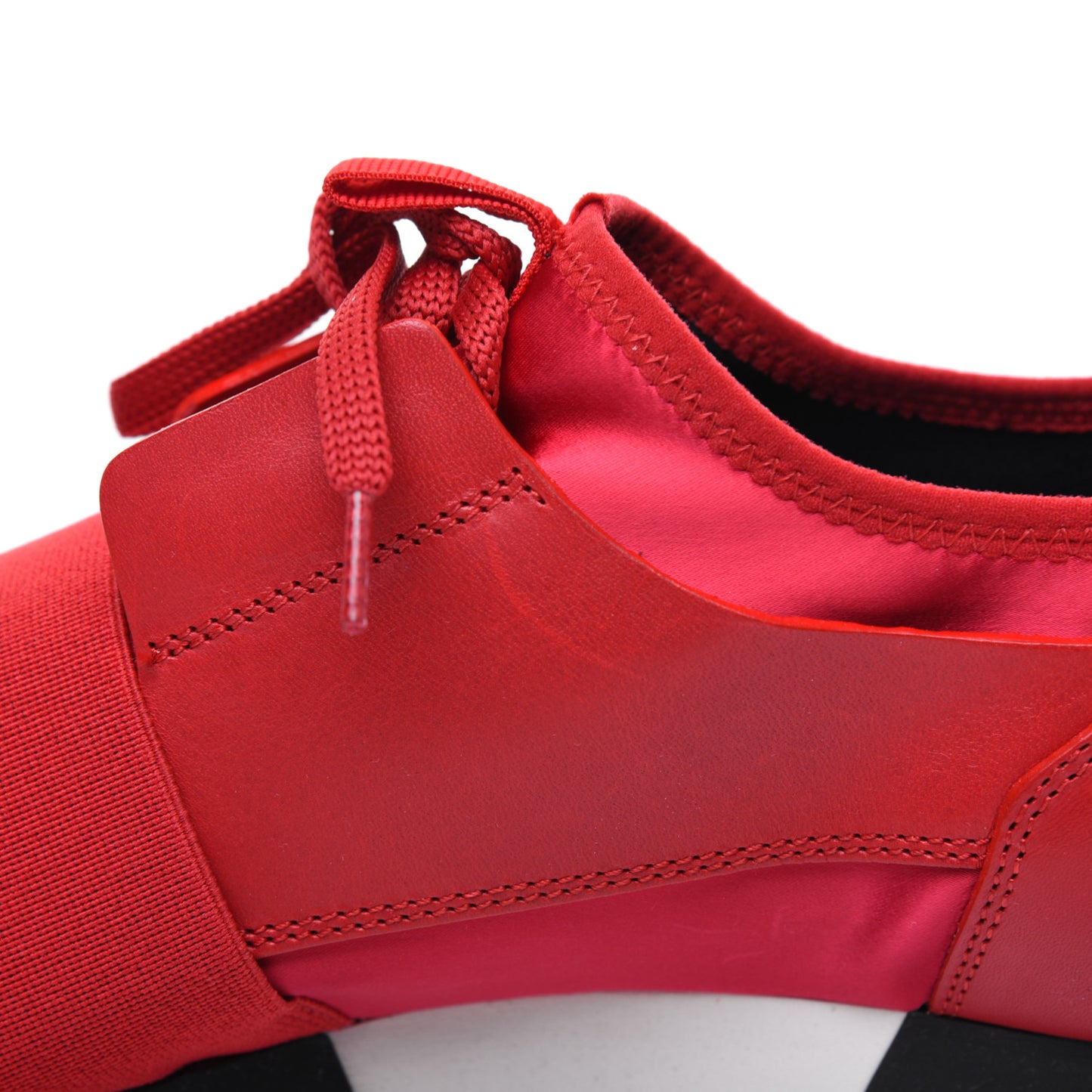 Satin Calfskin Womens Race Runner Sneakers 37 Rouge Groseille