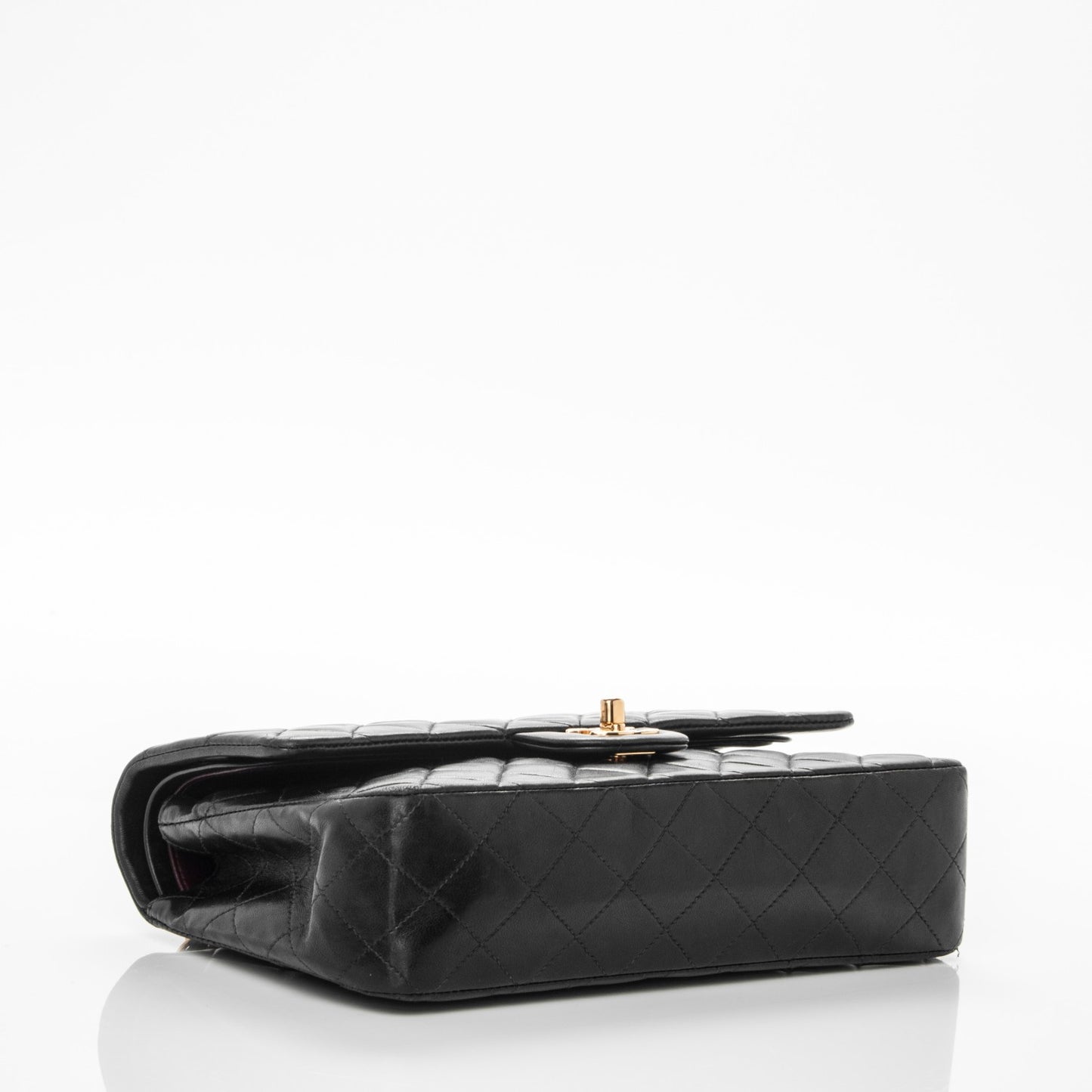 Lambskin Quilted Medium Double Flap Black