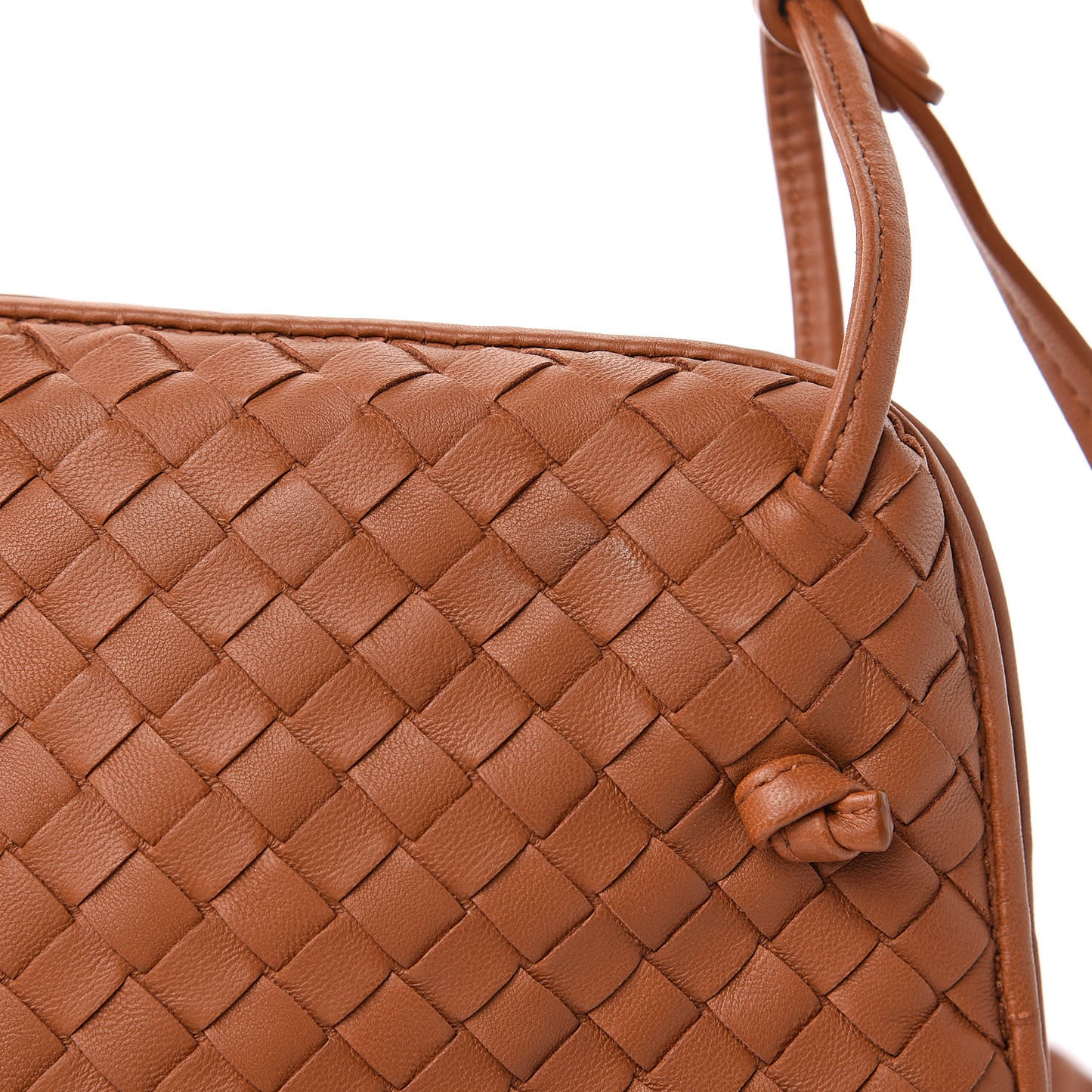 Nappa Intrecciato Pillow Crossbody Messenger Dark Calvados