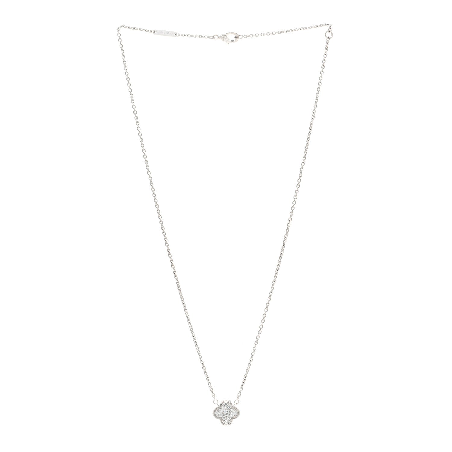Van Cleef & Arpels 18K White Gold Diamond Pure Alhambra Pendant Necklace 3 of 6