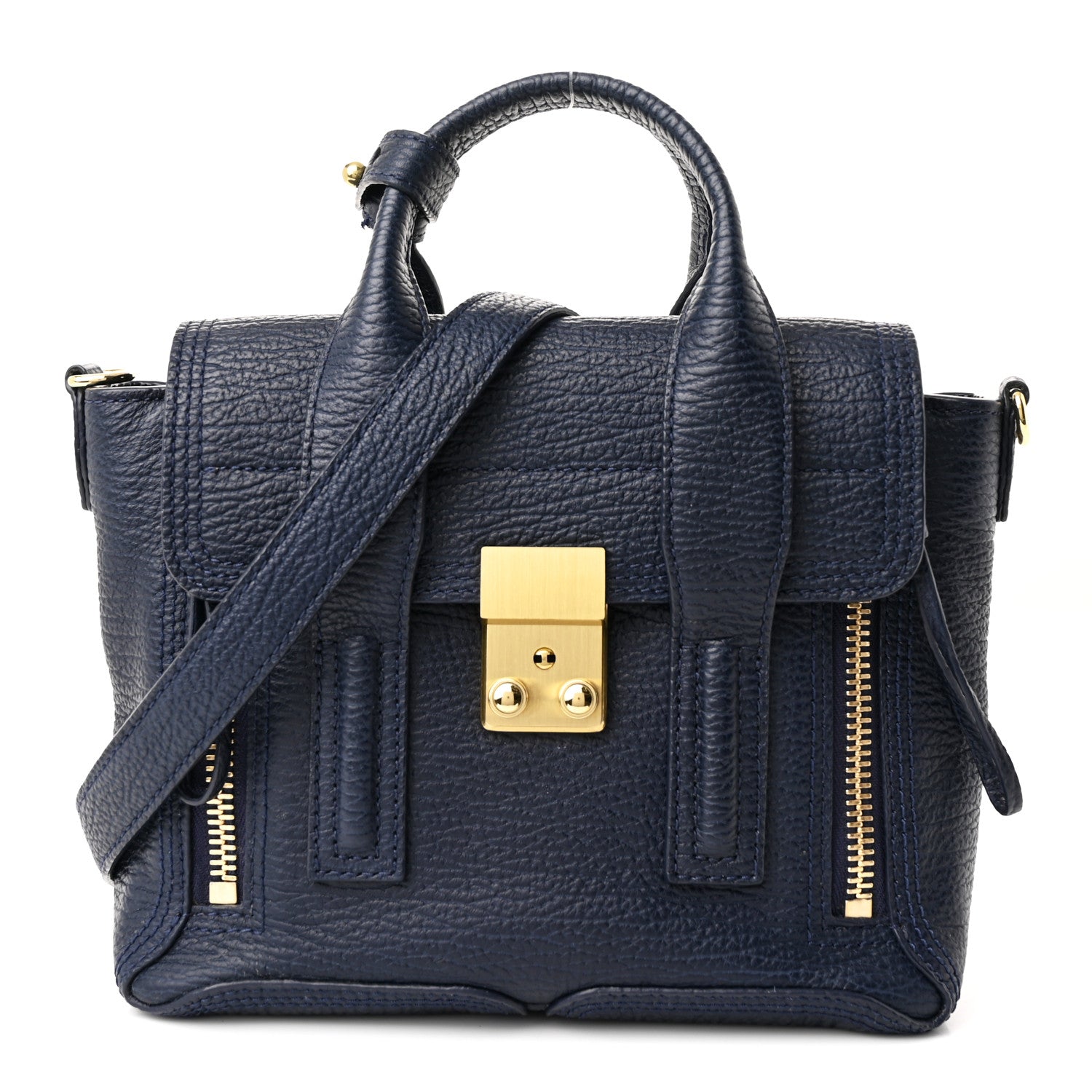 3.1 Phillip Lim Textured Calfskin Mini Pashli Satchel Ink 1 of 11
