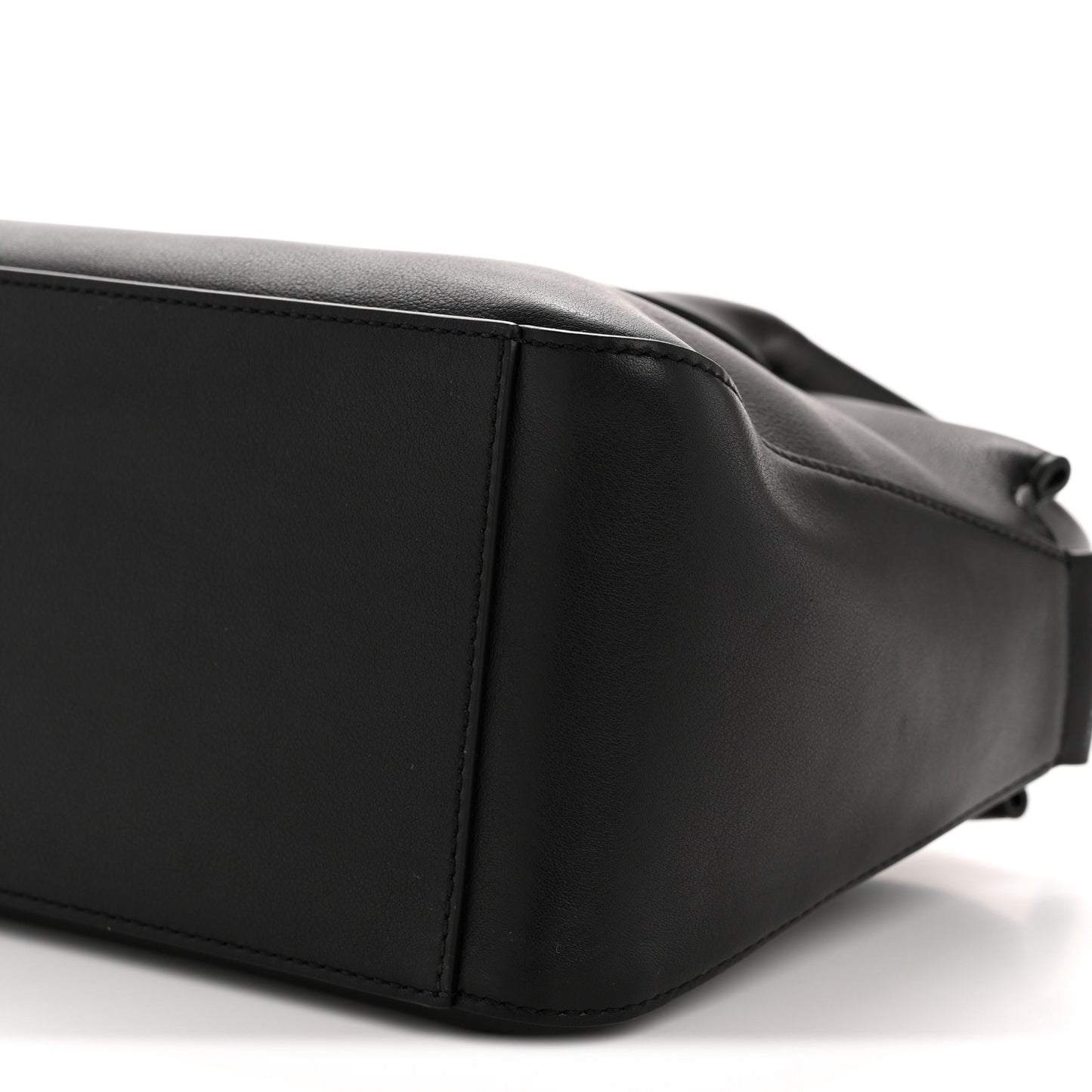 Polished Saddle Calfskin E/W Top Handle Bag Black