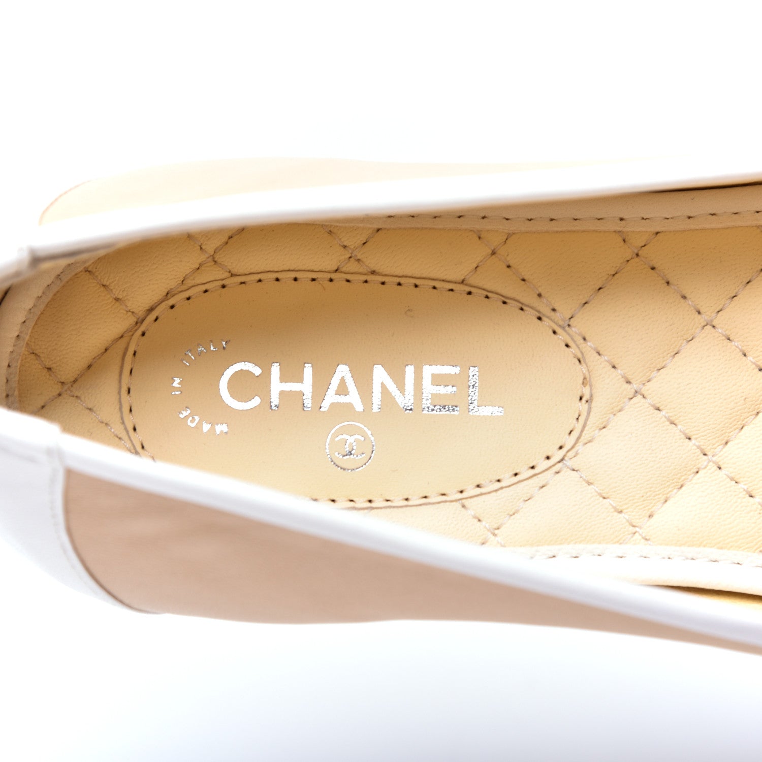 Chanel Fantasy Goatskin CC Mocassin Loafers 38 Beige White 7 of 9